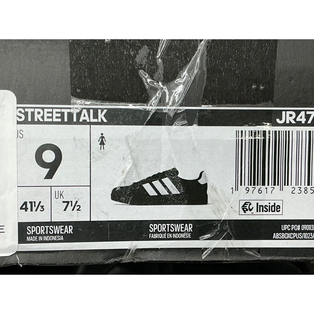 Adidas Streettalk Sneaker Womens 9 Black Excellent Low Top  Gold Logo - Picture 8 of 8